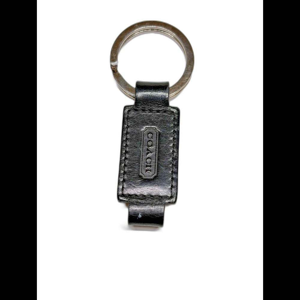 Vintage Coach Snap Black Leather Key Fob Keyring Pre-Owned